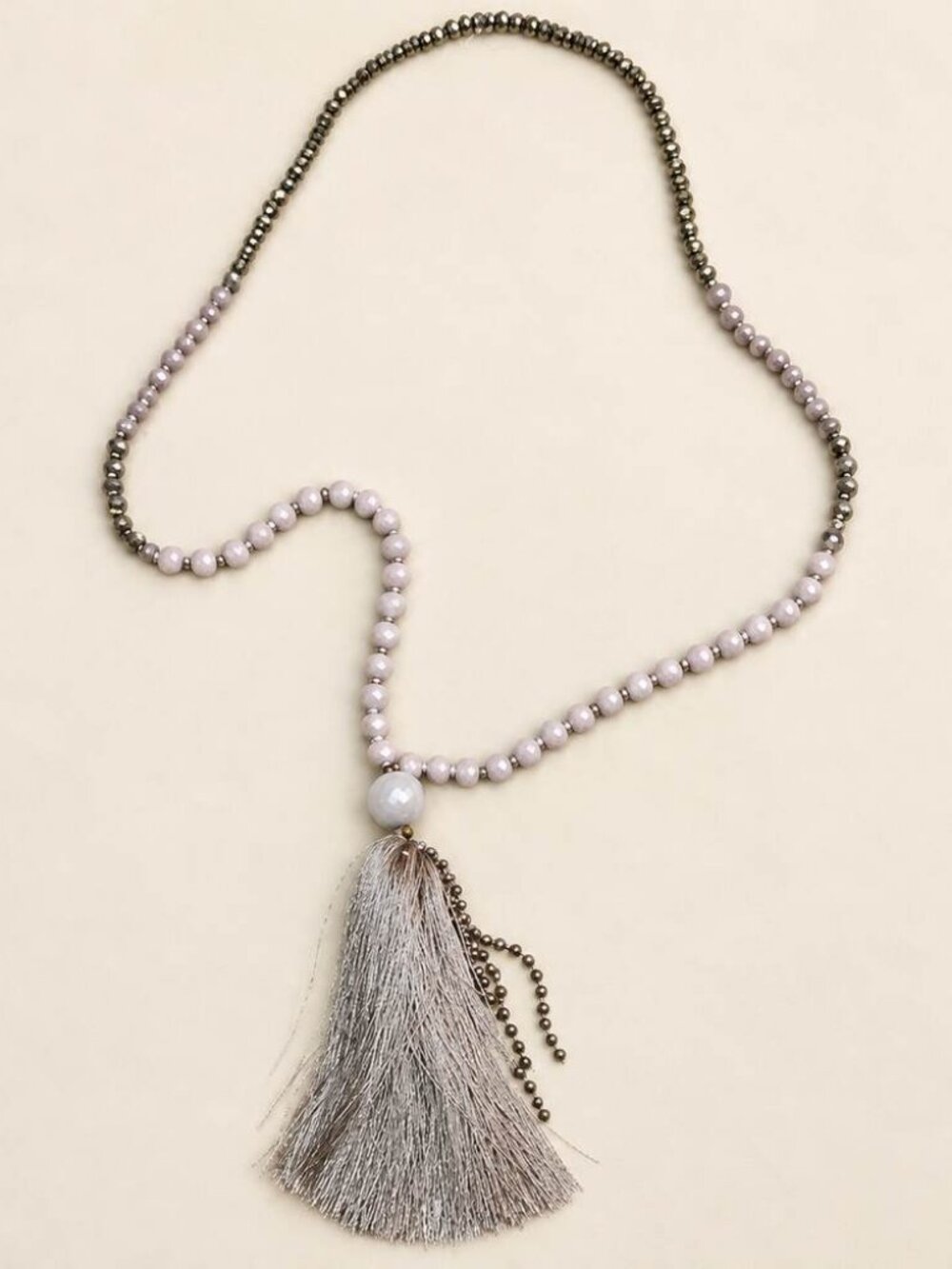 Signed Serefina San Francisco Long Faceted Bead Tassel Necklace